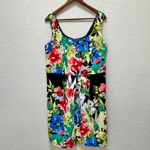 Emma & Michele Floral‎ Print Fit Flare Dress Colorful Women's Size 14